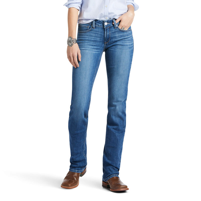Ariat Jeans Damen - R.E.A.L. Mid Rise Arrow Fit Catherine Straight Blau ( WJDPH-3928 )